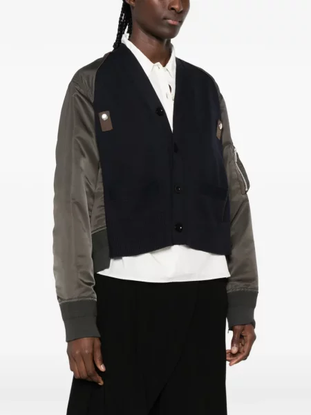 Geacă bomber Sacai tricotate verde