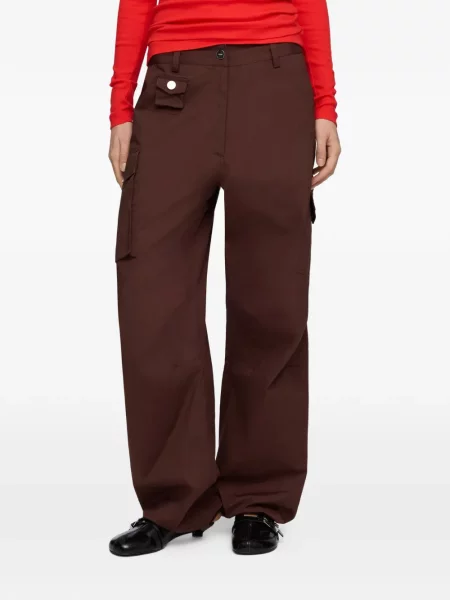 Pantaloni cargo Ganni cu cordon maro