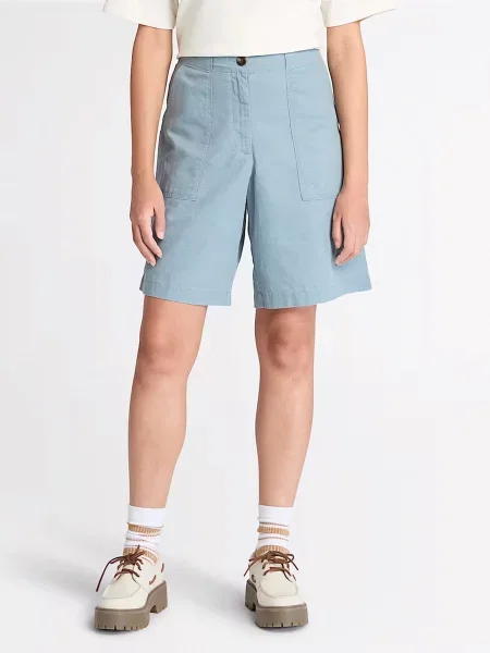 Шорти Timberland Linen Bermuda бавовна/льон блакитний