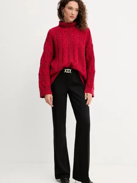 Светр з вовною Twinset теплий гольф червоний