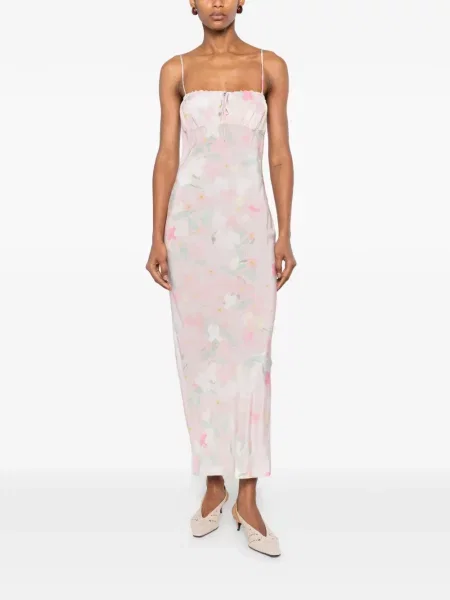 Rochie midi Bernadette cu model floral cu imagine roz