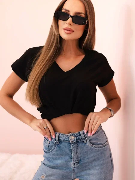 Bluză Kesi cu decolteu în V negru