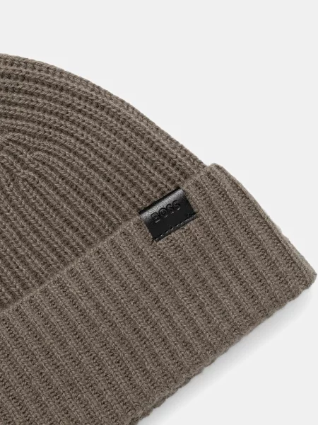 Шерстяная шапка Boss коричневая