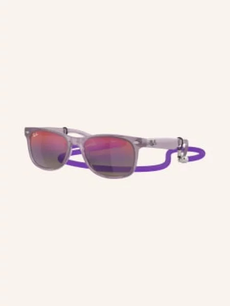 Fioletowe kwadratowe okulary przeciwsłoneczne z linką Ray-Ban zielone