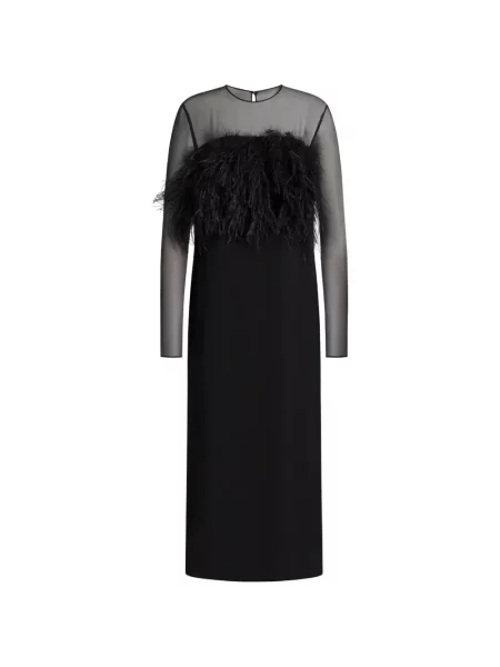 Rochie midi Alberta Ferretti cu pene negru