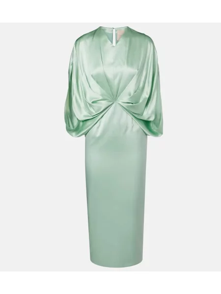 Jedwabna sukienka koktajlowa Roksanda garniturowa zielona
