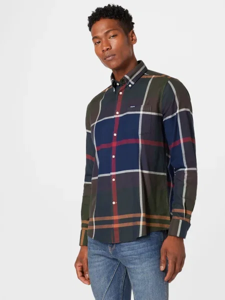 Barbour Košeľa Dunoon Tmavomodrá Regular Fit biela