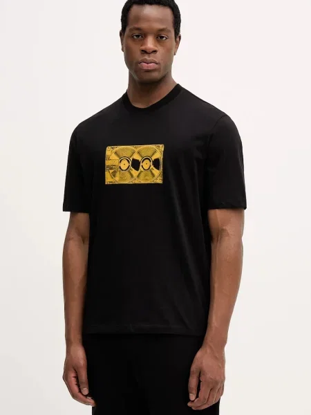 Тениска Armani Exchange с принт черно