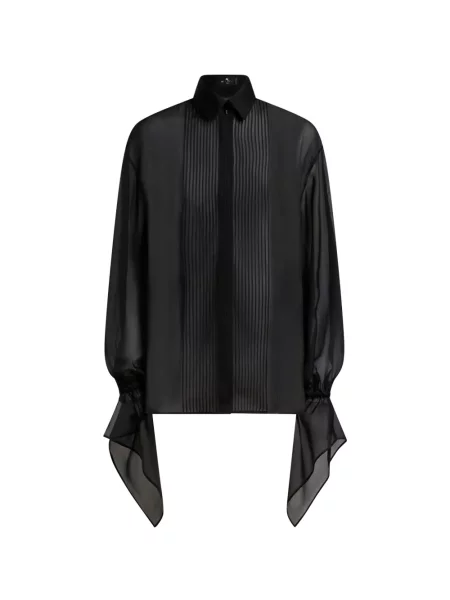 Cămașă Etro de mătase cu volane negru