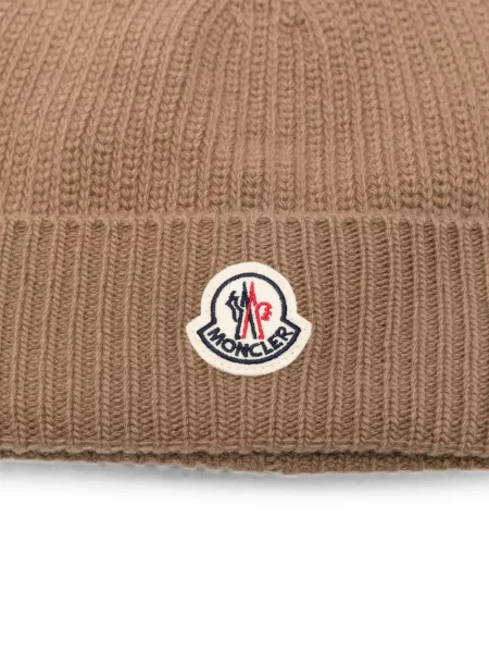 Căciulă Moncler tricotate cu autograf maro