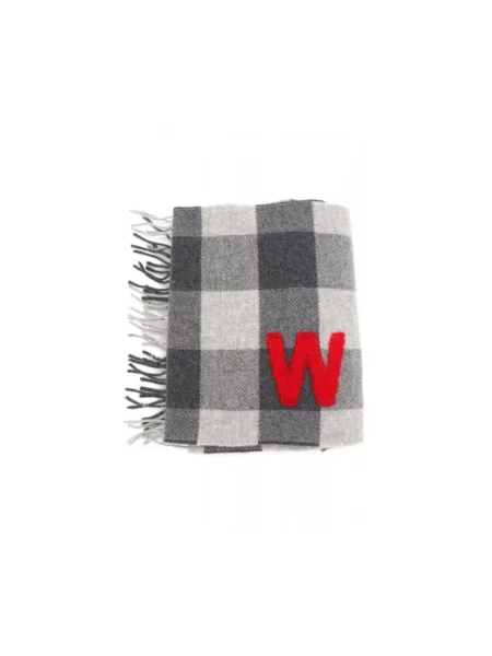 Szal Weekend Max Mara wełniana w pepitkę szara
