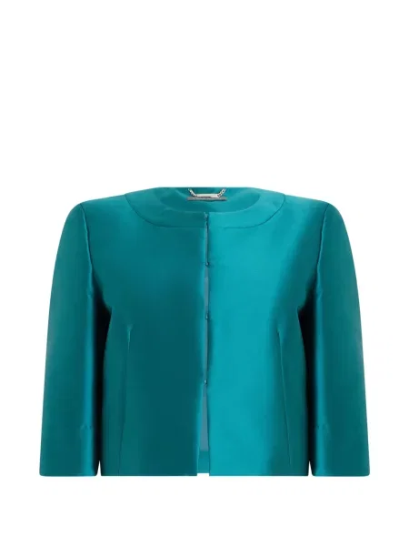 Geacă Alberta Ferretti din satin verde