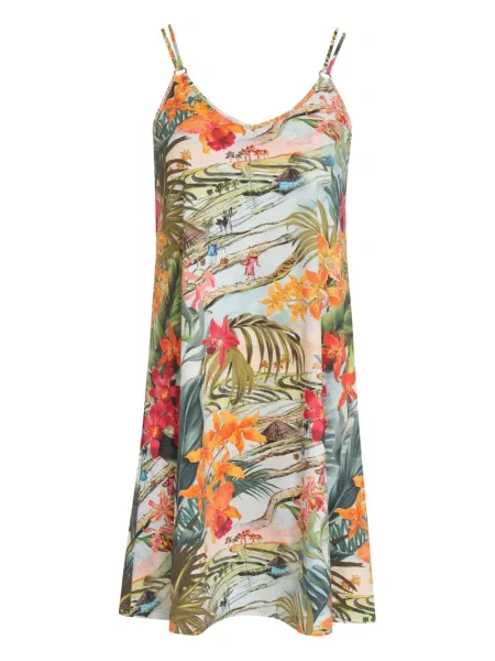 Rochie Lygia & Nanny cu model floral cu imagine de costum verde