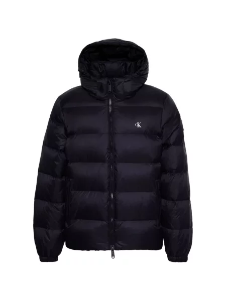 Geacă Calvin Klein cu glugă albastru