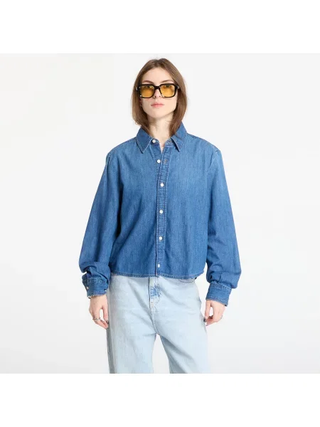 Cămașă Calvin Klein Jeans Cropped Ls Shirt Blue XS albastru