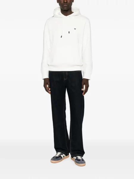 Hoodie Emporio Armani με αυτόγραφο με κορδόνι λευκό