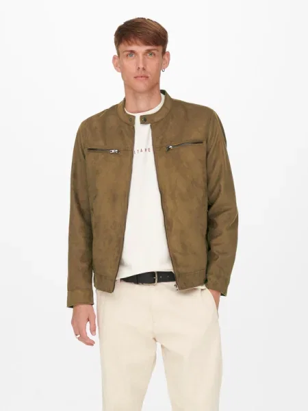 Only & Sons Geacă din imitație de piele Willow maro