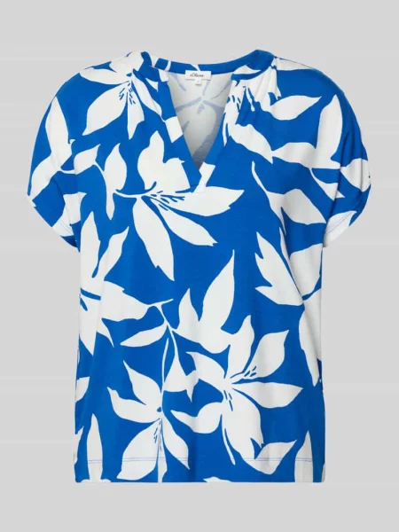T-shirt z mieszanki o kroju relaxed fit S.oliver Red Label niebieska