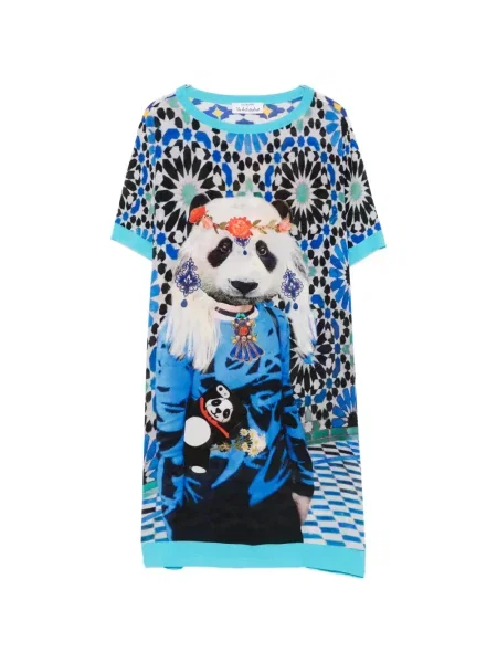 Rochie mini The Artistylist de mătase cu imagine albastru