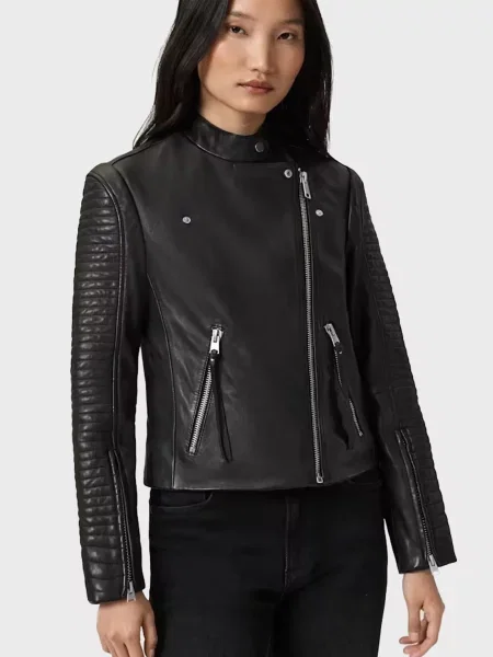 Шкіряна куртка Allsaints чорна