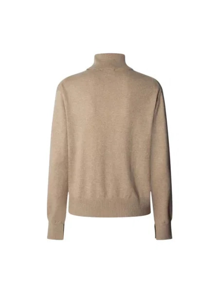 Sweter z golfem Pepe Jeans skórzany beżowy