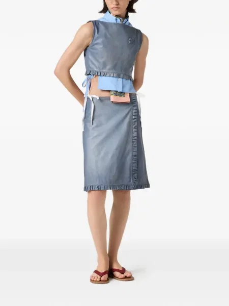 Top Miu Miu din piele albastru