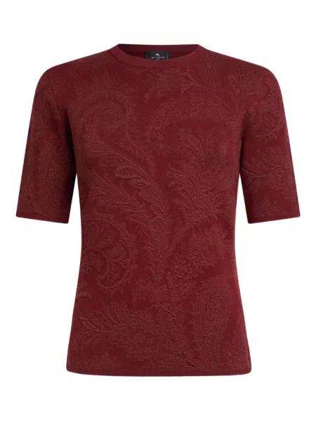 Top Etro cu model paisley din jacard roșu