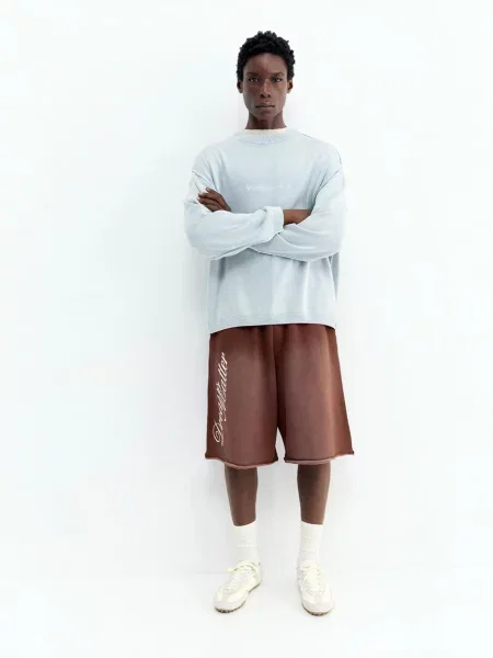 Pull&Bear Nohavice STWD hnedá biela
