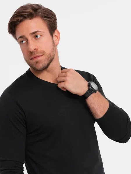 Majica z dolgimi rokavi Ombre z V-izrezom z dolgimi rokavi črna