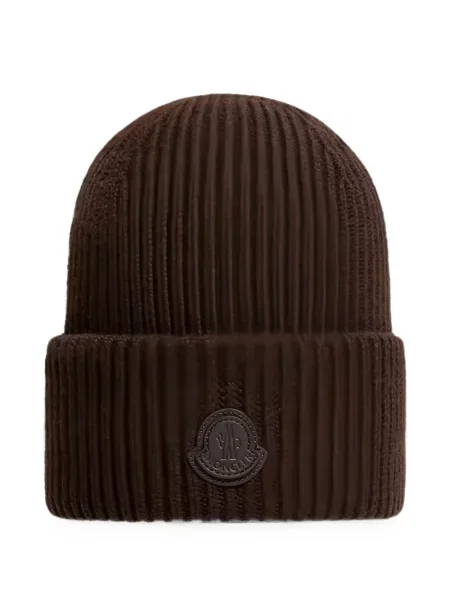 Căciulă Moncler tricotate cu autograf maro
