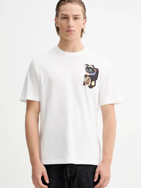 PS Paul Smith tricou din cu imprimeu alb