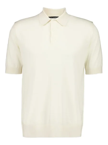 Tricou polo Dolce & Gabbana din cașmir alb