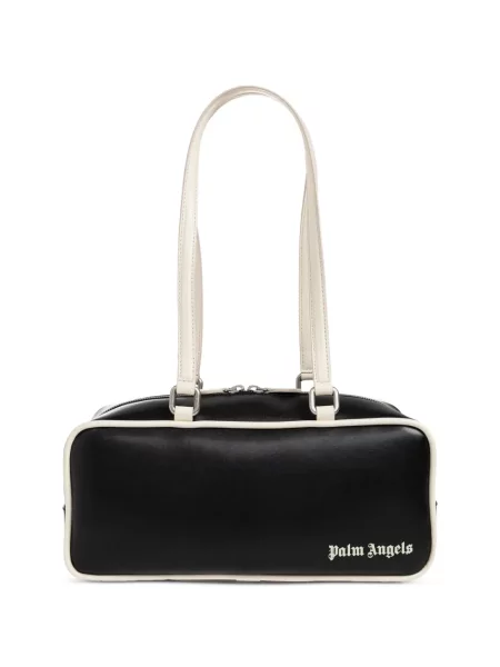 Geantă Palm Angels din piele cu imagine negru