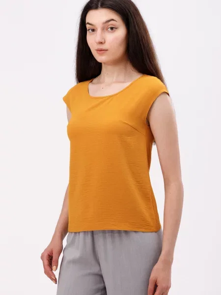 CAT ORANGE Блуза з коротким рукавом Гірчичний помаранчева