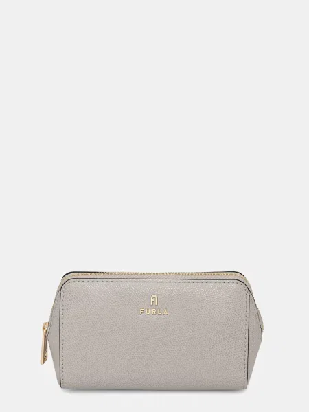 Pungă cosmetică Furla din piele gri