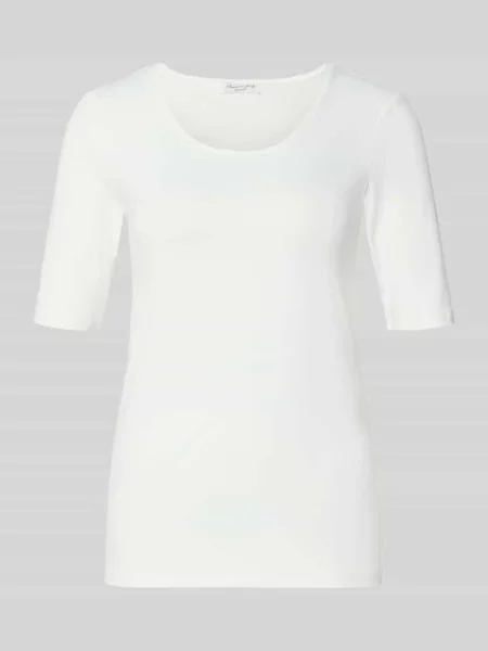 T-shirt o kroju slim fit z okrągłym dekoltem Christian Berg Woman biała