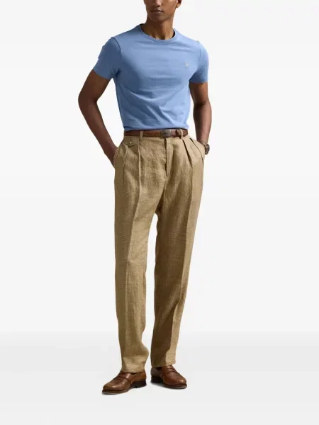 Zateplené pruhované tričko Polo Ralph Lauren s výšivkou zelené