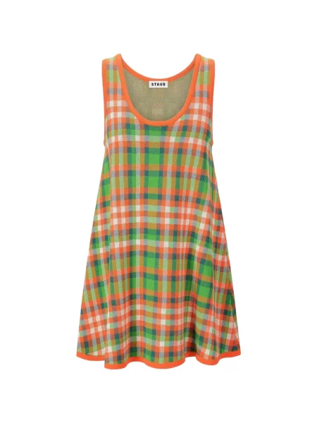 Rochie mini Staud în carouri portocaliu