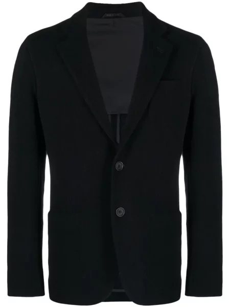 Jednořadé sako Giorgio Armani se vzorem rybí kosti modré