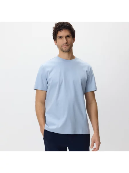 Reserved Tričko regular fit z mercerované bavlny světle modrá