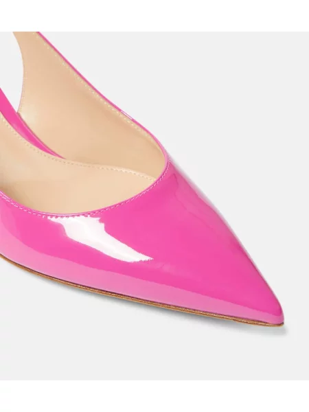 Pantofi cu toc Gianvito Rossi din piele de lac slingback roșu