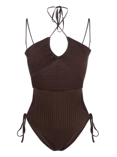 Body Andreadamo tricotate cu gât halter maro