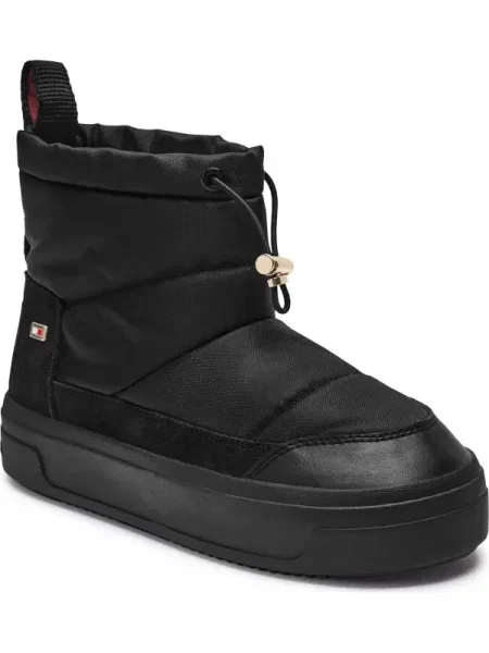 Tommy Hilfiger Bocanci Flag Mini Snowboot cu adaos de piele negru