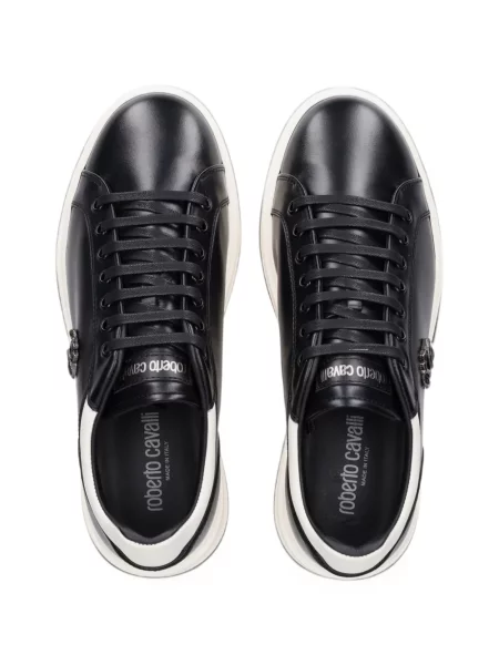 Bőr sneaker Roberto Cavalli autogrammal fekete