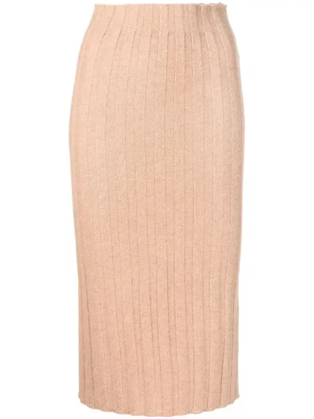 Fustă tip creion Cashmere In Love din cașmir maro