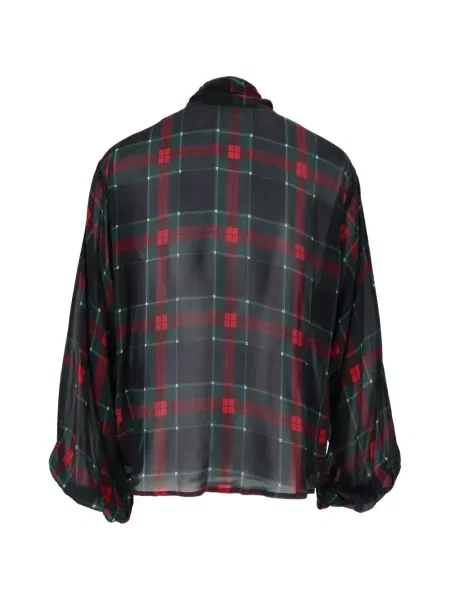 Bluză Shirtaporter cu funde în carouri albastru
