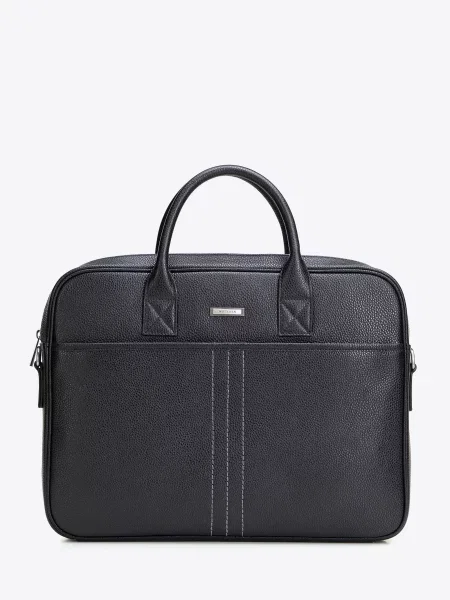 Torba na laptopa ze skóry naturalnej groszkowej czarno srebrna