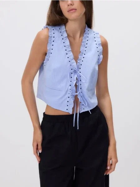 Reserved Жилет з завязками світло-блакитний блакитний