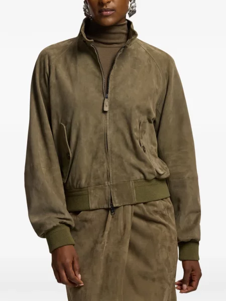 Geacă Ralph Lauren Collection din piele de căprioară verde