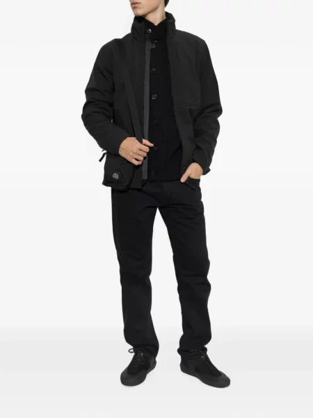 Geacă Stone Island cu glugă cu strasuri negru